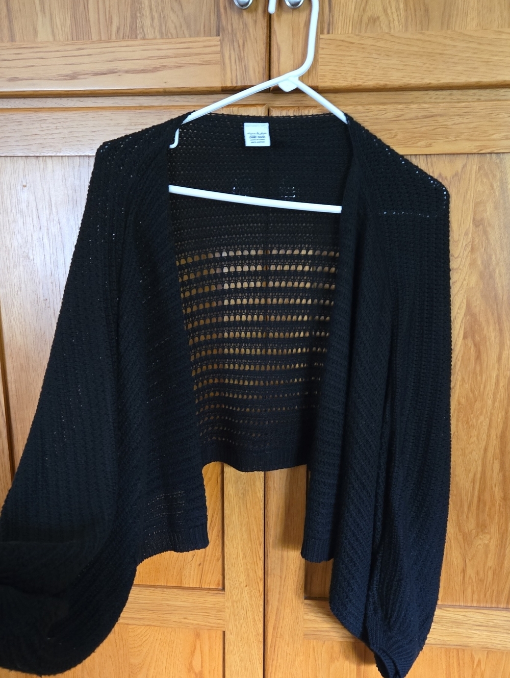 ANNA & ACA -  Black Open-Knit Cropped Cardigan Shrug